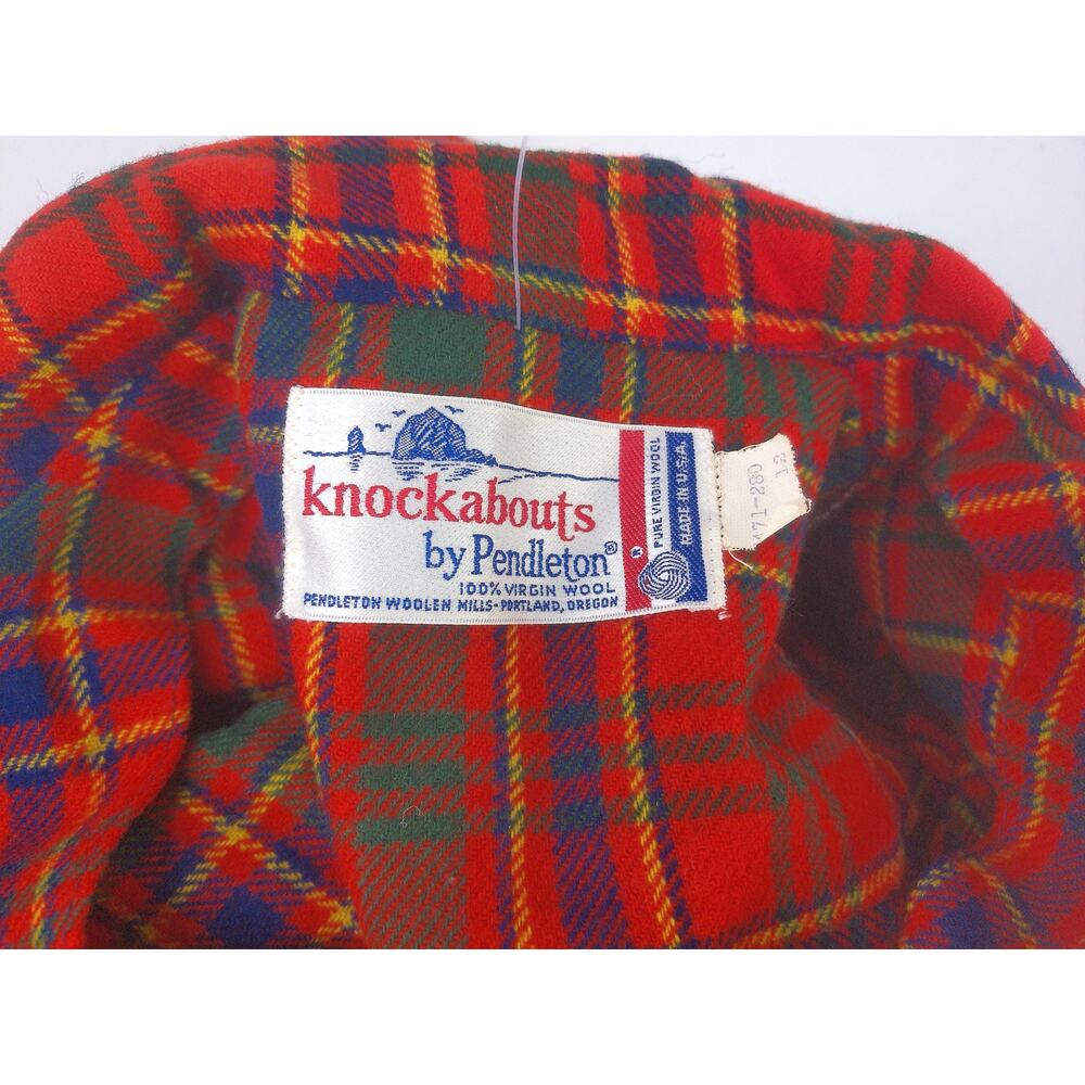 VTG Pendleton Knockabouts Red Tartan Plaid Wool Blazer & Pants Suit Set Size 12 - Picture 3 of 10